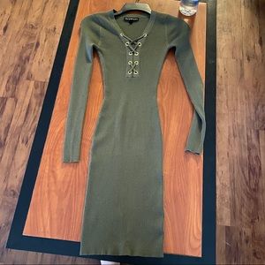 Long Green ribbed dress